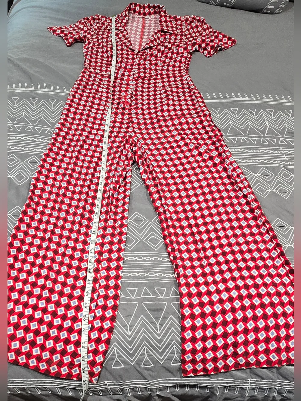 Reformation Bev Jumpsuit In A Diamond Print Size 8 - Picture 3 of 8